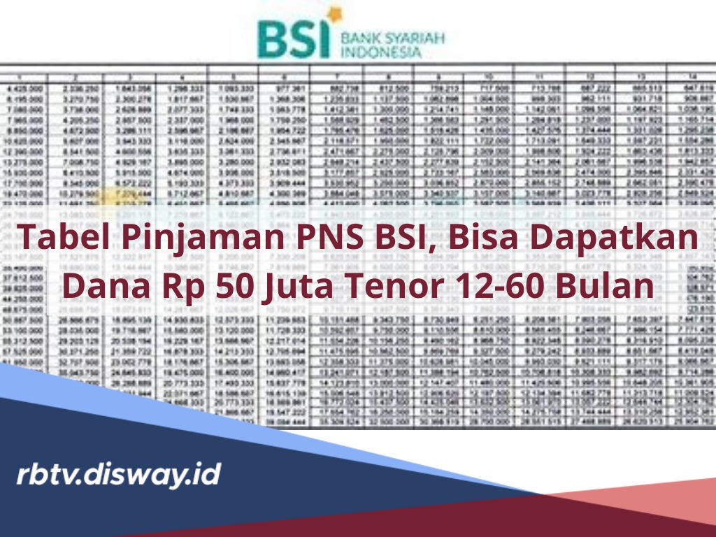 Tabel Pinjaman PNS BSI, Bisa Dapatkan Dana Rp 50 Juta Tenor 12-60 Bulan, Begini Kisaran Cicilannya