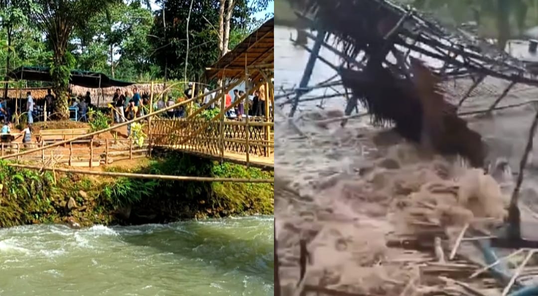 Sungai Meluap, Jembatan Wisata Arang Sapat Seluma Hanyut!