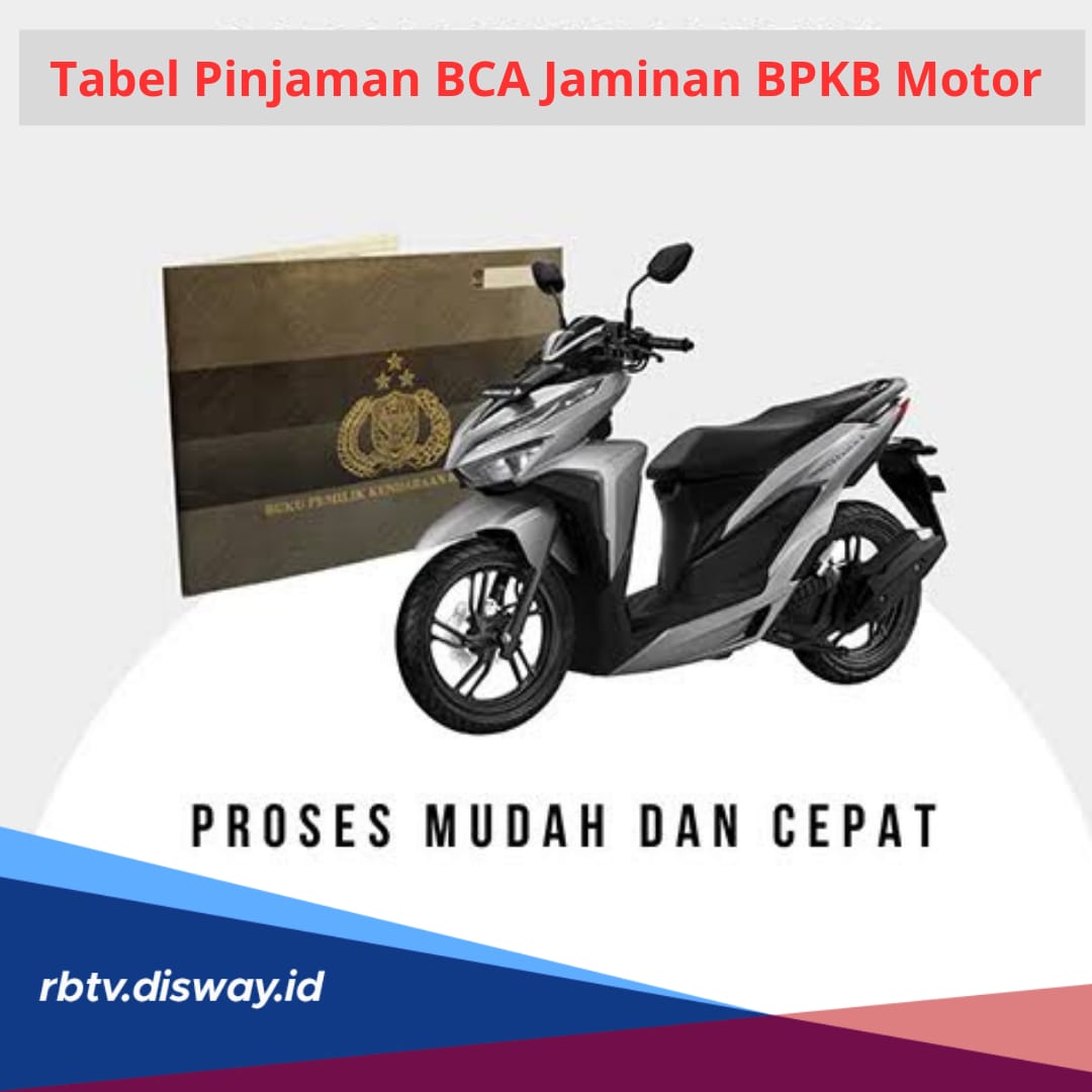 Butuh Dana Mendesak? Ini Tabel Angsuran Pinjaman BCA Jaminan BPKB Motor, Usia Maksimal 60 Tahun 