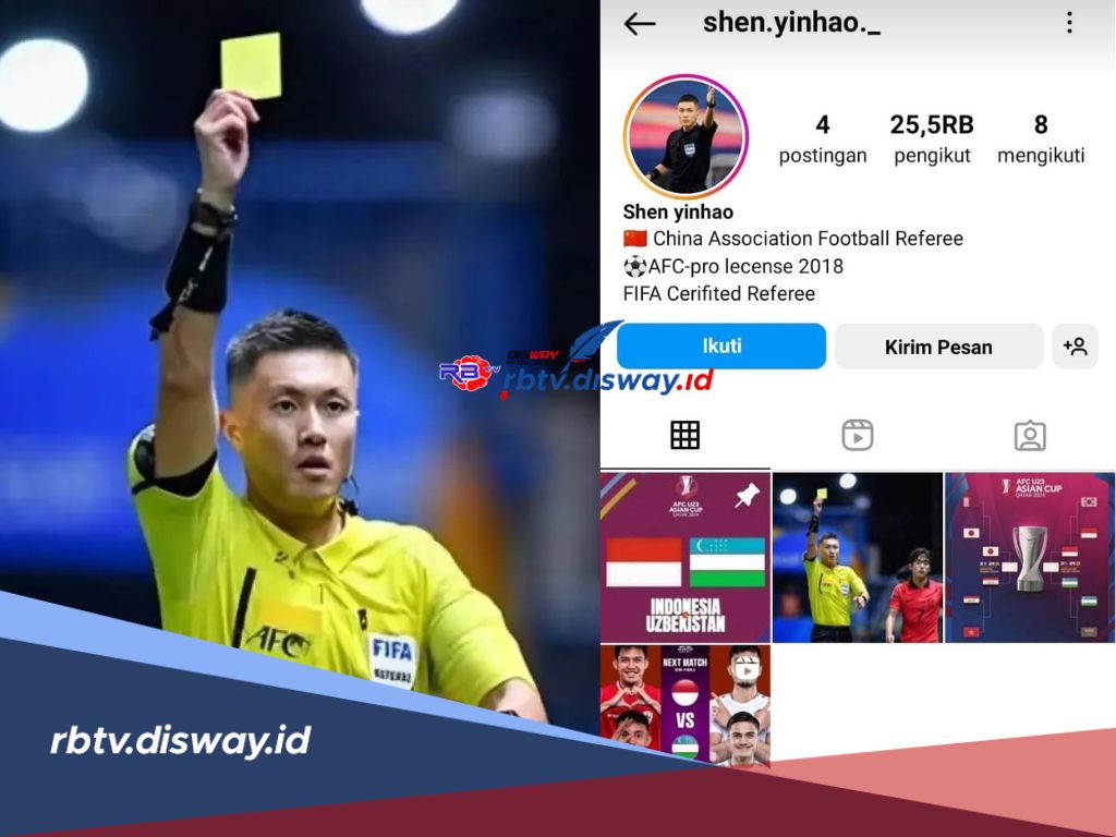 Biar Nitizen Indonesia Puas, Ini Akun Instagram Shen Yinhao, Wasit Indonesia Vs Uzbekistan