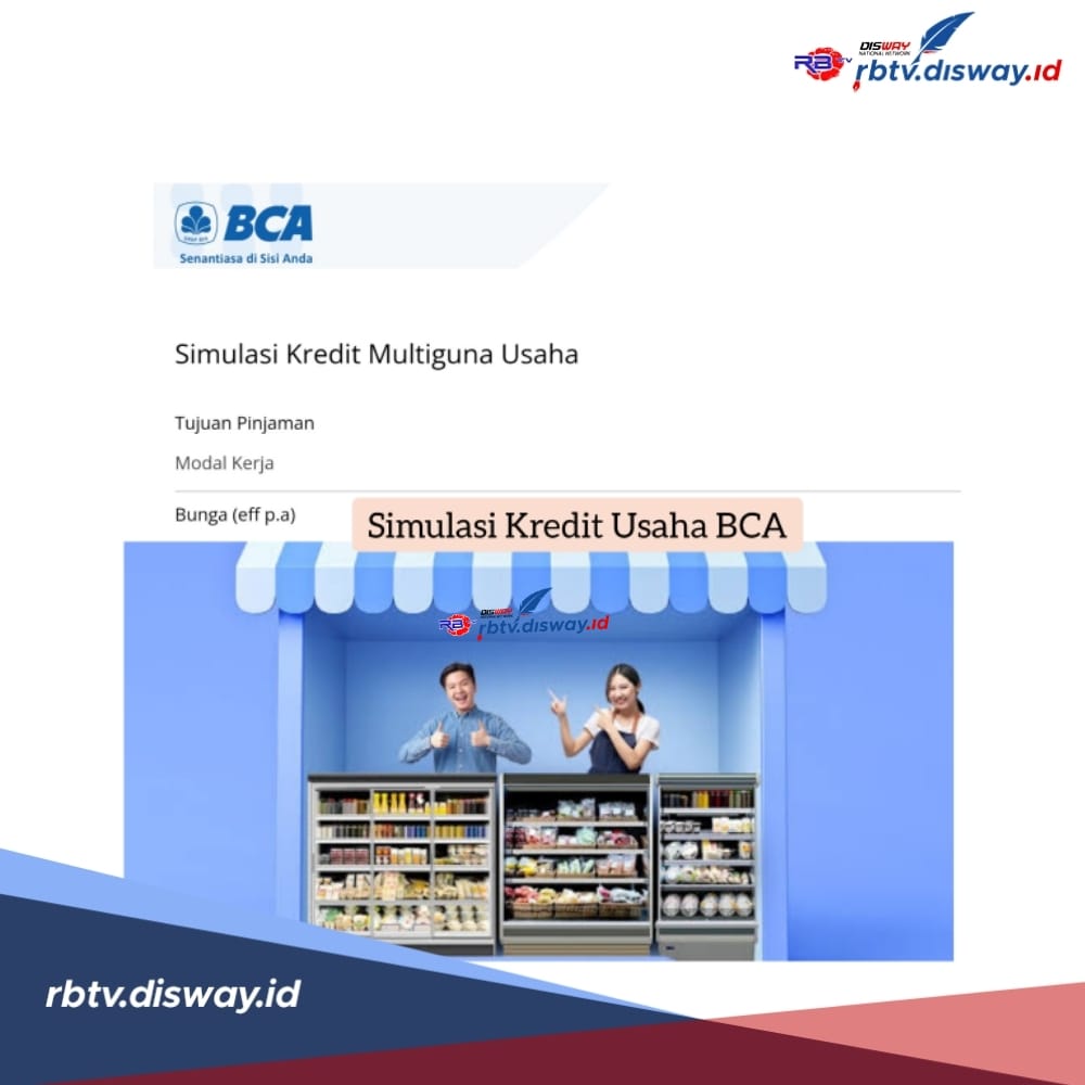 Simulasi Kredit Usaha BCA Pinjaman Rp500 Juta, Tenor Angsuran 20 Tahun,Bunga 5%, Syarat Multiguna Usaha BCA