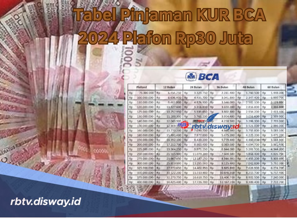 Tabel Pinjaman KUR BCA 2024 Terbaru, Plafon Rp30 Juta Angsuran Per Bulan Rp500 Ribu, Begini Cara Pengajuan