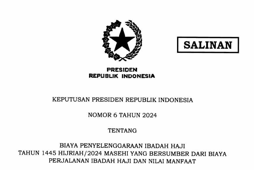 ini Kepres Tentang BPIH, Embarkasi Padang Terendah Ketiga, CJH Bengkulu Rp 51,7 Juta