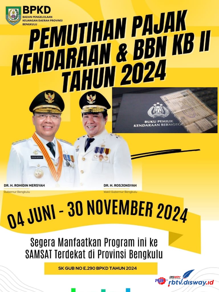 Kunjungi Samsat Terdekat, Pemprov Bengkulu Buka Program Pemutihan Pajak Kendaraan 2024, Ini Persyaratannya