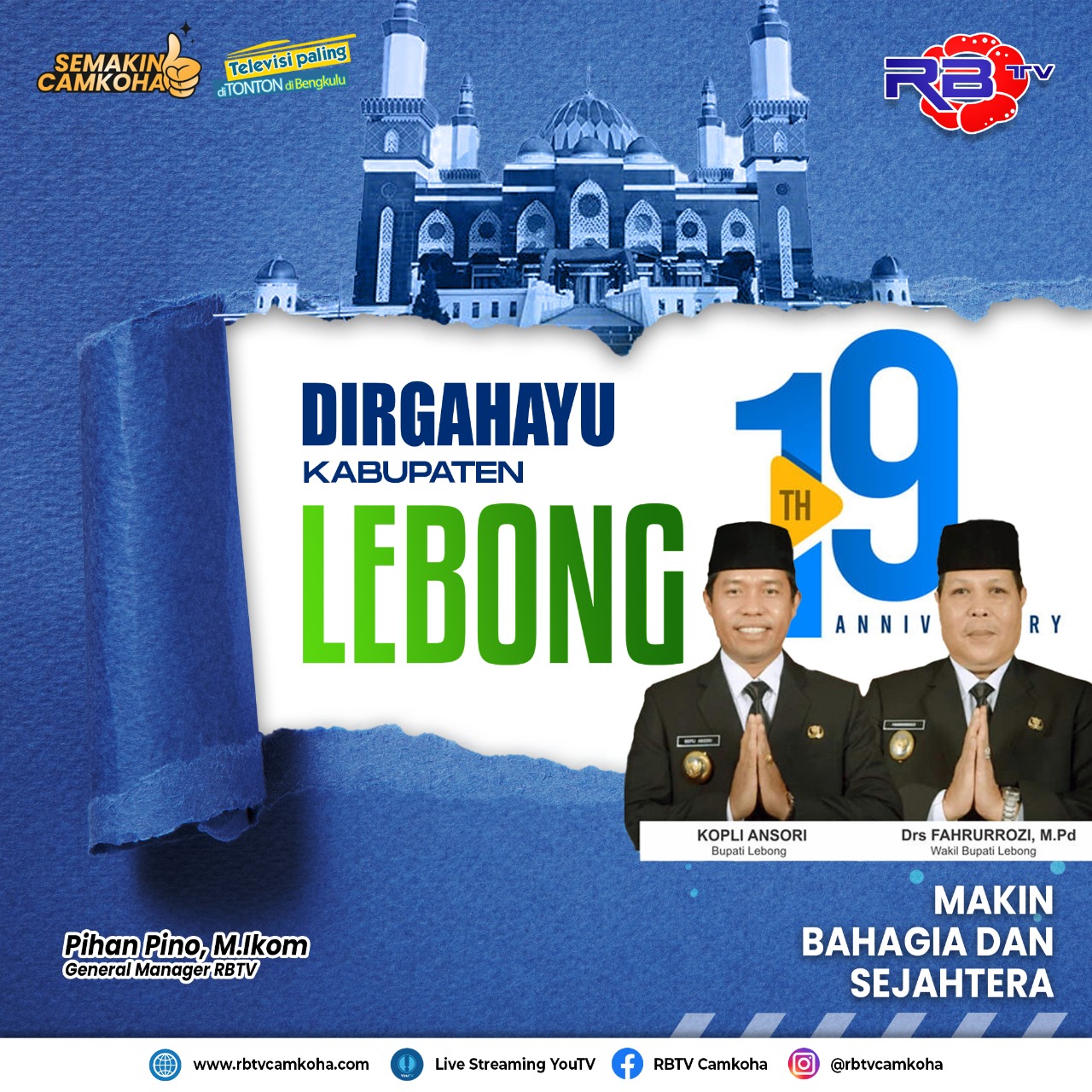 Dirgahayu Kabupaten Lebong ke-19, Makin Bahagia dan Sejahtera