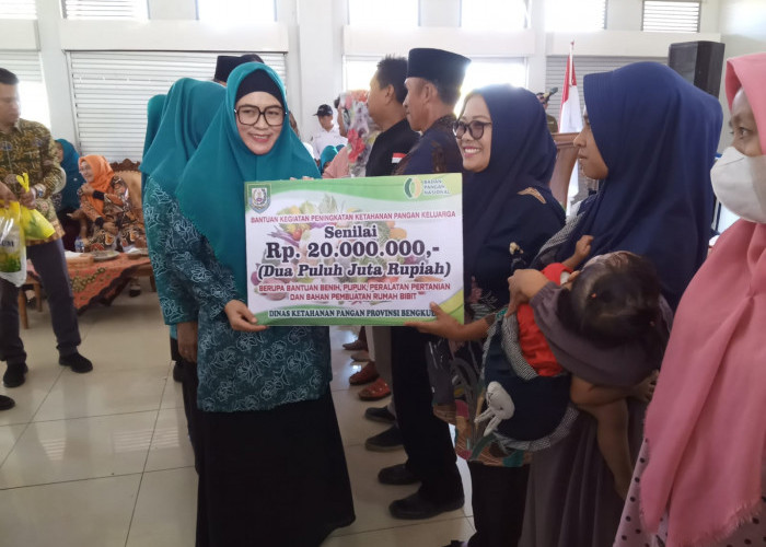 TP PKK Provinsi Bagi-bagi Bantuan di Kaur. Ada Bantuan Ketahanan Pangan Rp 20 Juta hingga Gerobak