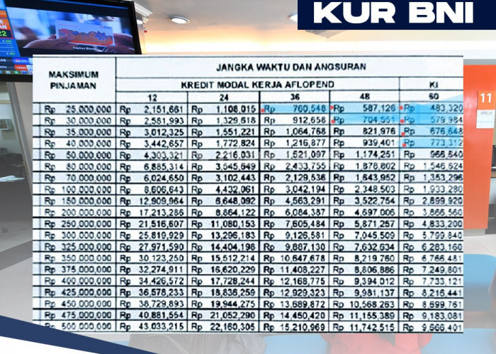 Tabel Angsuran KUR BNI 2024 Pinjaman Rp100 Juta dengan Bunga Rendah, Ini Syarat Pengajuannya