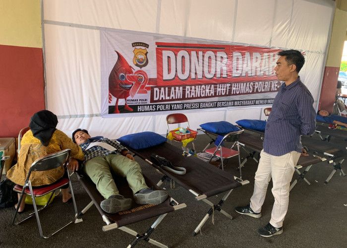 Bid Humas Polda Bengkulu Donorkan 56 Kantong Darah, Dalam Rangka HUT Humas Polri ke 72 Tahun