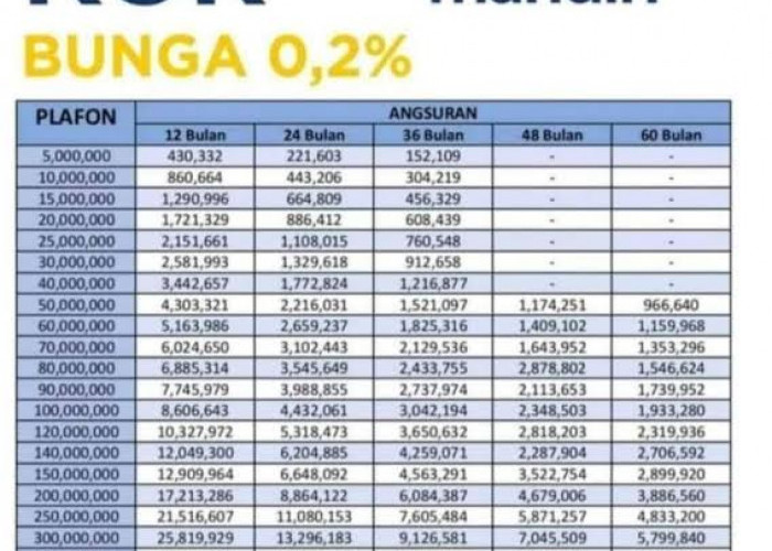 Tabel Angsuran KUR Mandiri 2024 Pinjaman Rp 40.000.000, Cicilan Mulai Rp 700 Ribuan