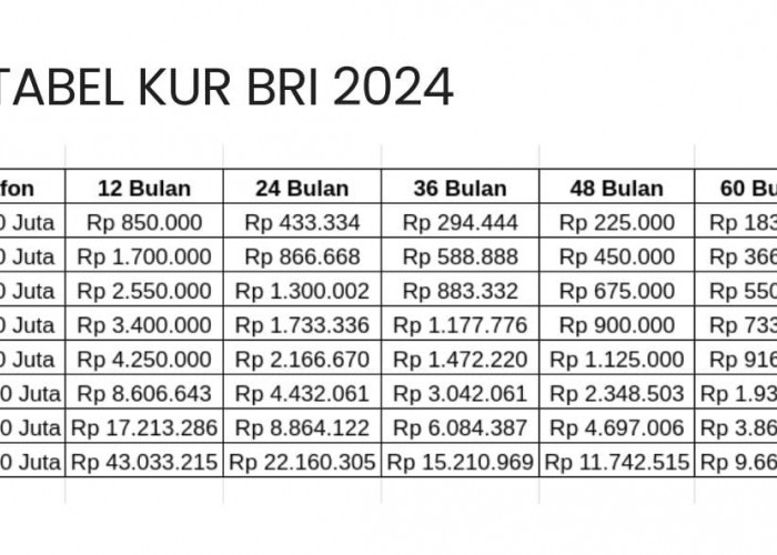 Kembangkan Usaha dengan KUR BRI 2024, Berikut Tabel Cicilan KUR BRI Pinjaman Rp10-50 Juta 