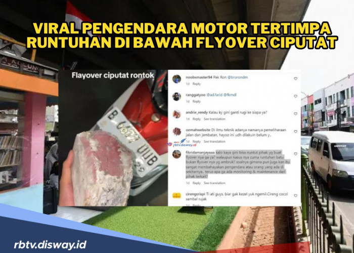 Nyaris Merenggut Nyawa, Pengendara Motor Tertimpa Runtuhan Bongkahan Batu di Bawah Jalan Flyover Ciputat