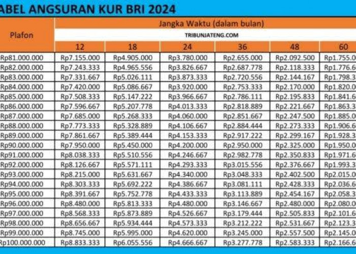 KUR Mikro BRI 2024, Ini Tabel Angsuran KUR BRI 2024 Pinjaman Rp10-50 Juta