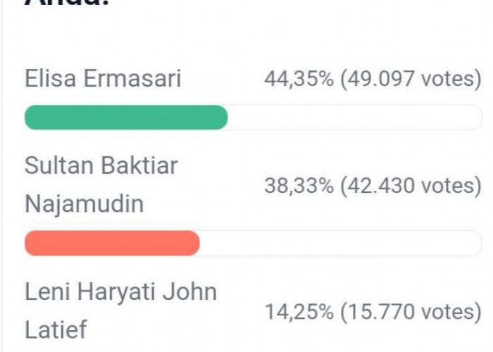 Update Polling DPD RI Dapil Bengkulu, Beberapa Jam Menjelang Penutupan, Elisa dan Sultan Masih Bersaing 