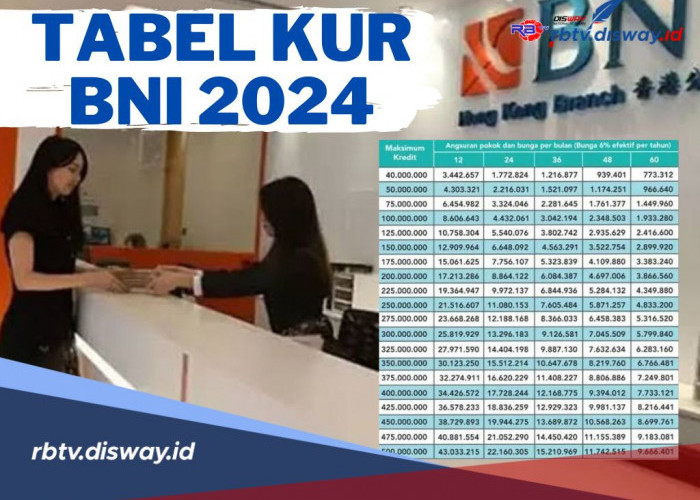 Tabel Angsuran KUR BNI 2024 Plafon Rp 10 - 500 Juta, Bayar Cicilan Lebih Fleksibel