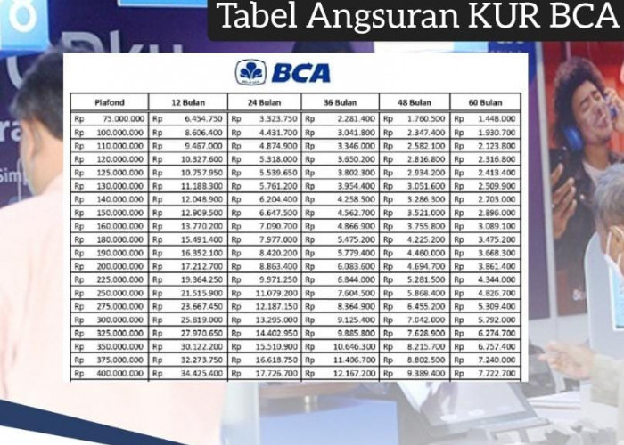 Tabel Angsuran KUR BCA Februari Pinjaman Rp 75 Juta, Bunga 0,5 Persen dan Bebas Biaya Admin