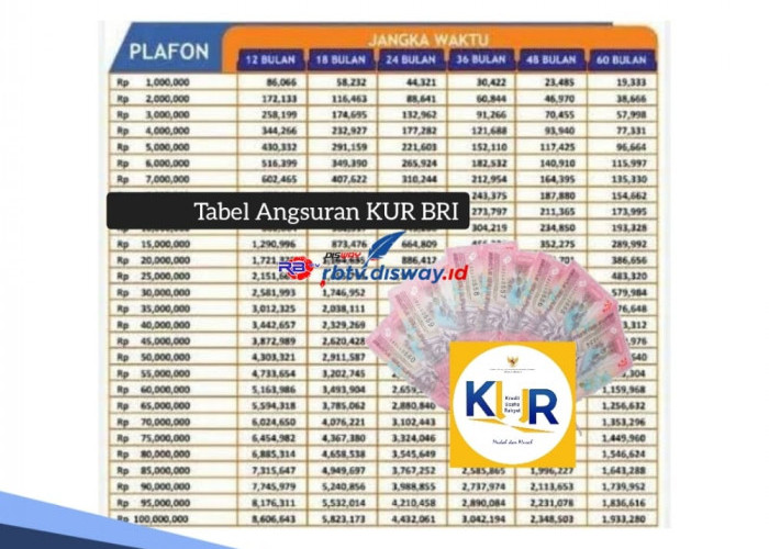 KUR BRI 2024, Angsuran Pinjaman Rp 50 Juta Per Bulan, Tenor Mulai 12 Bulan hingga 36 Bulan