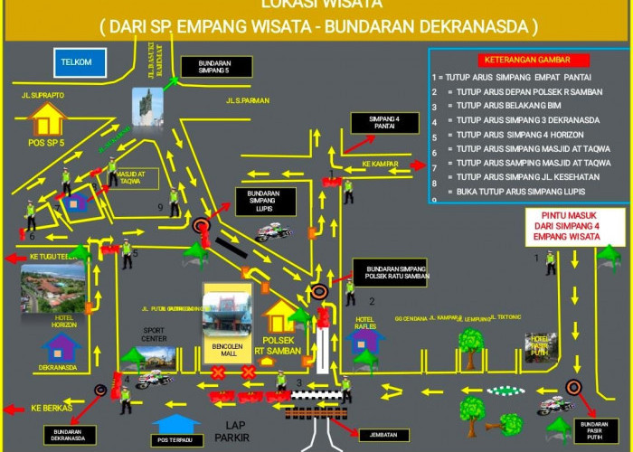 Cegah Macet Libur Nataru 2024, Polda Bengkulu Rilis Rekayasa Arus Lalu Lintas di 4 Titik Lokasi Objek Wisata 