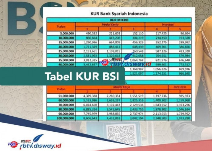 Tabel KUR BSI 2024 Pinjaman Rp 25-50 Juta Cicilan Ringan, Ini Update Syarat Pengajuannya 