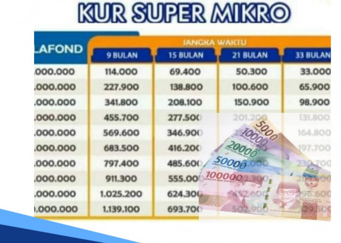 Tabel Angsuran KUR BRI Mikro 2024 Rp 1-50 Juta Tenor Maksimal 36 Bulan, Cicilan Mulai Rp86 Ribuan