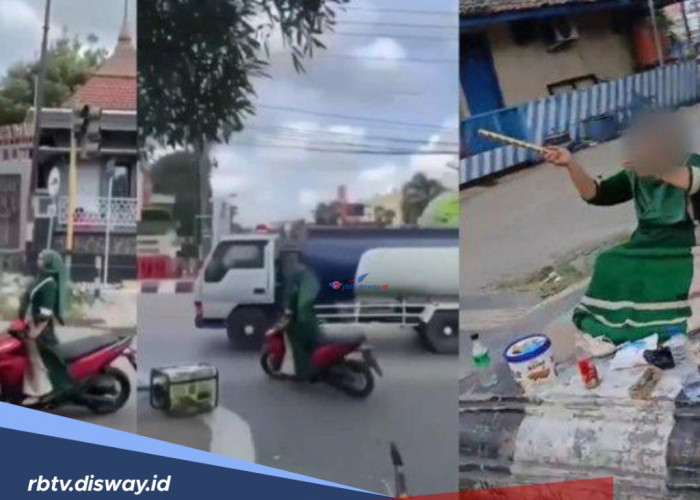 Bikin Khawatir, Emak-emak Bawa Motor Ugal-ugalan di Jalan Sambil Berdiri, Ternyata Ini Identitasnya