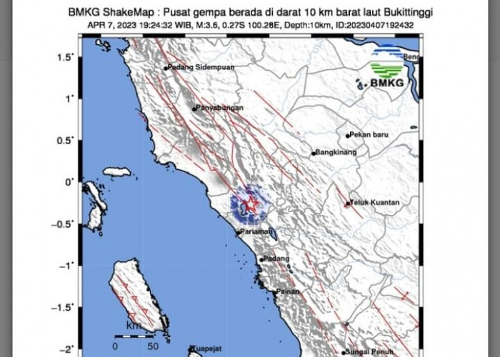 Gempa Hari Ini, Gempa 3,6 SR Guncang Bukittinggi