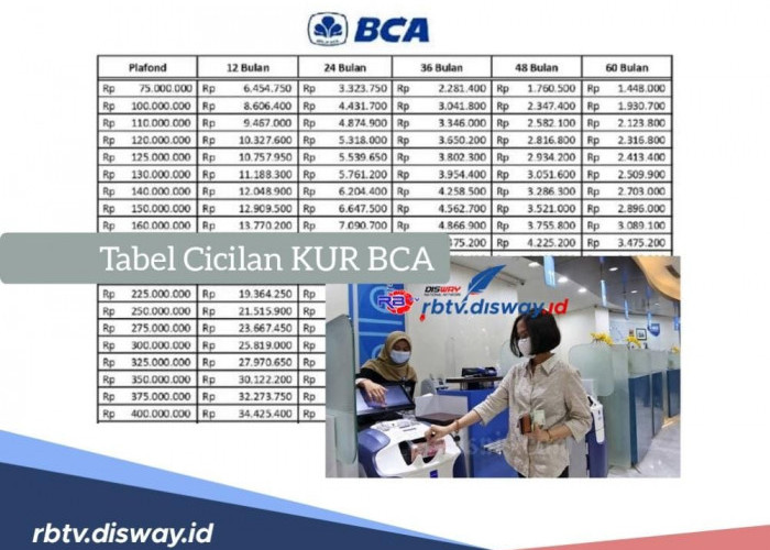 Tabel Cicilan KUR BCA Rp 150 Juta, Bebas Biaya Admin dan Provisi, Lengkapi Dokumen Pengajuan Ini